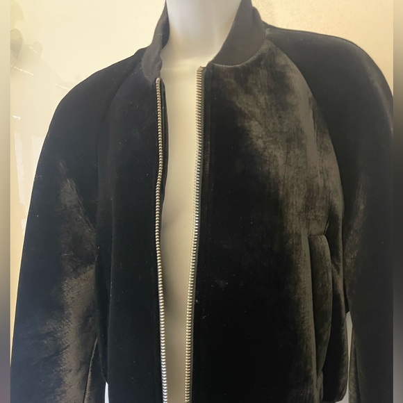 DKNY black velvet structured batwing bomber jacket - Picture 4 of 8